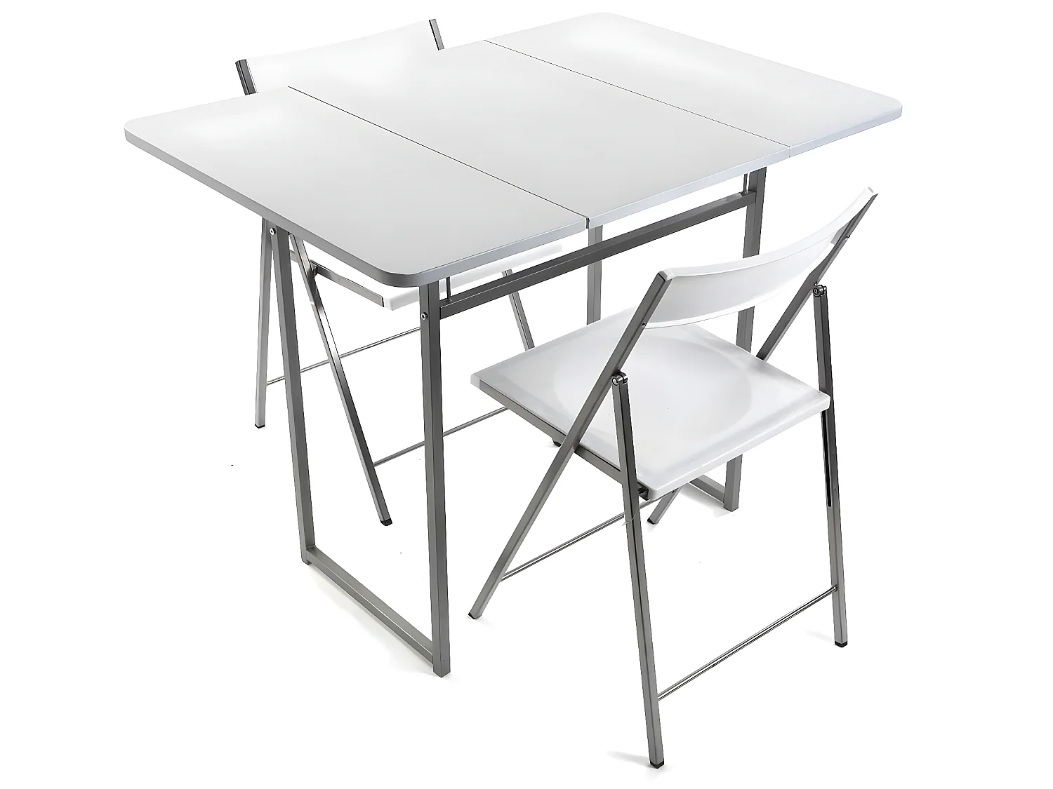 Andrea Set tavolo e due sedie per cucina, terrazzo, giardino, balcone o sala da pranzo, tavolo e sedie, Bianco, 80x70x100cm