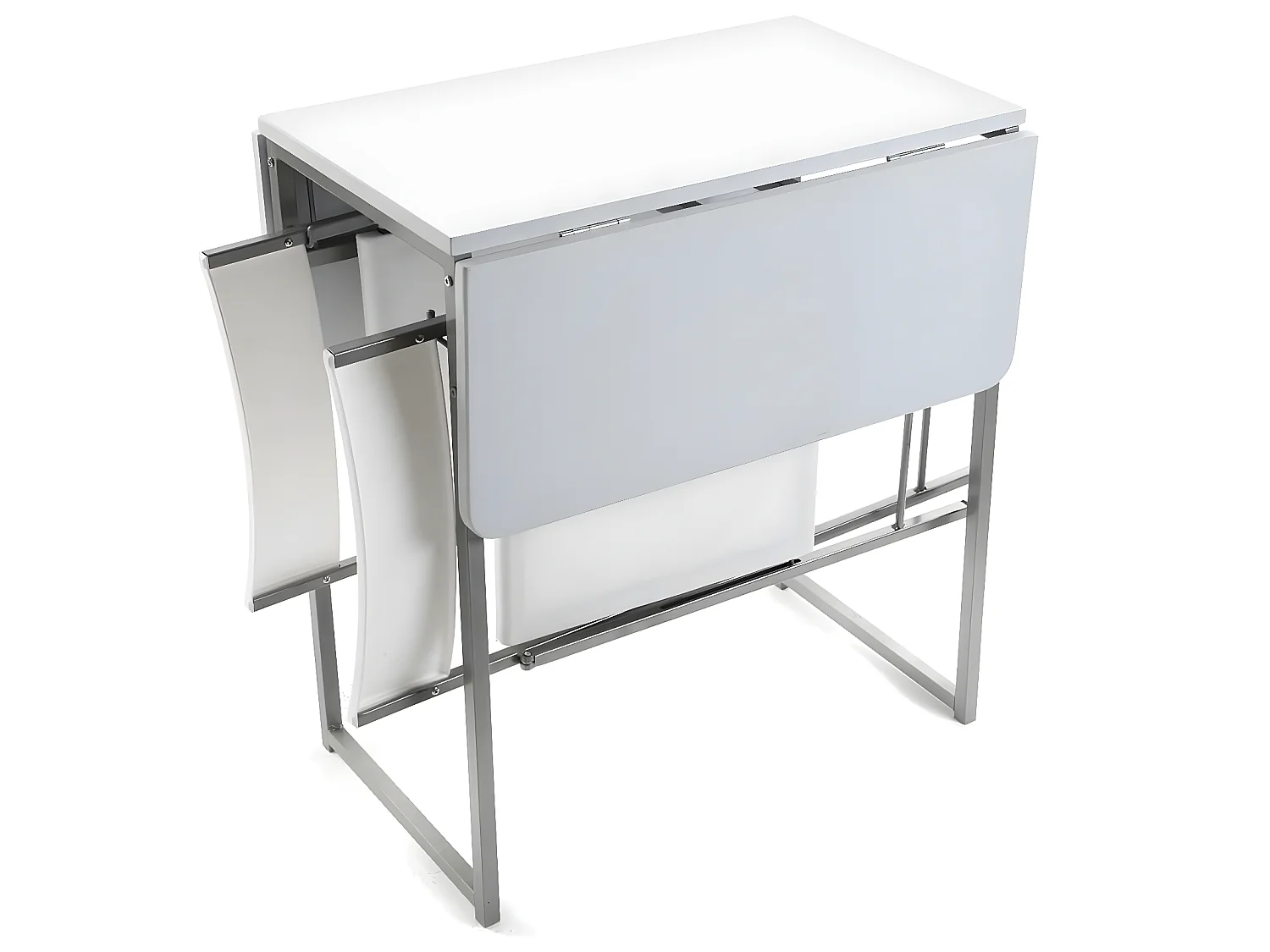 Andrea Set tavolo e due sedie per cucina, terrazzo, giardino, balcone o sala da pranzo, tavolo e sedie, Bianco, 80x70x100cm