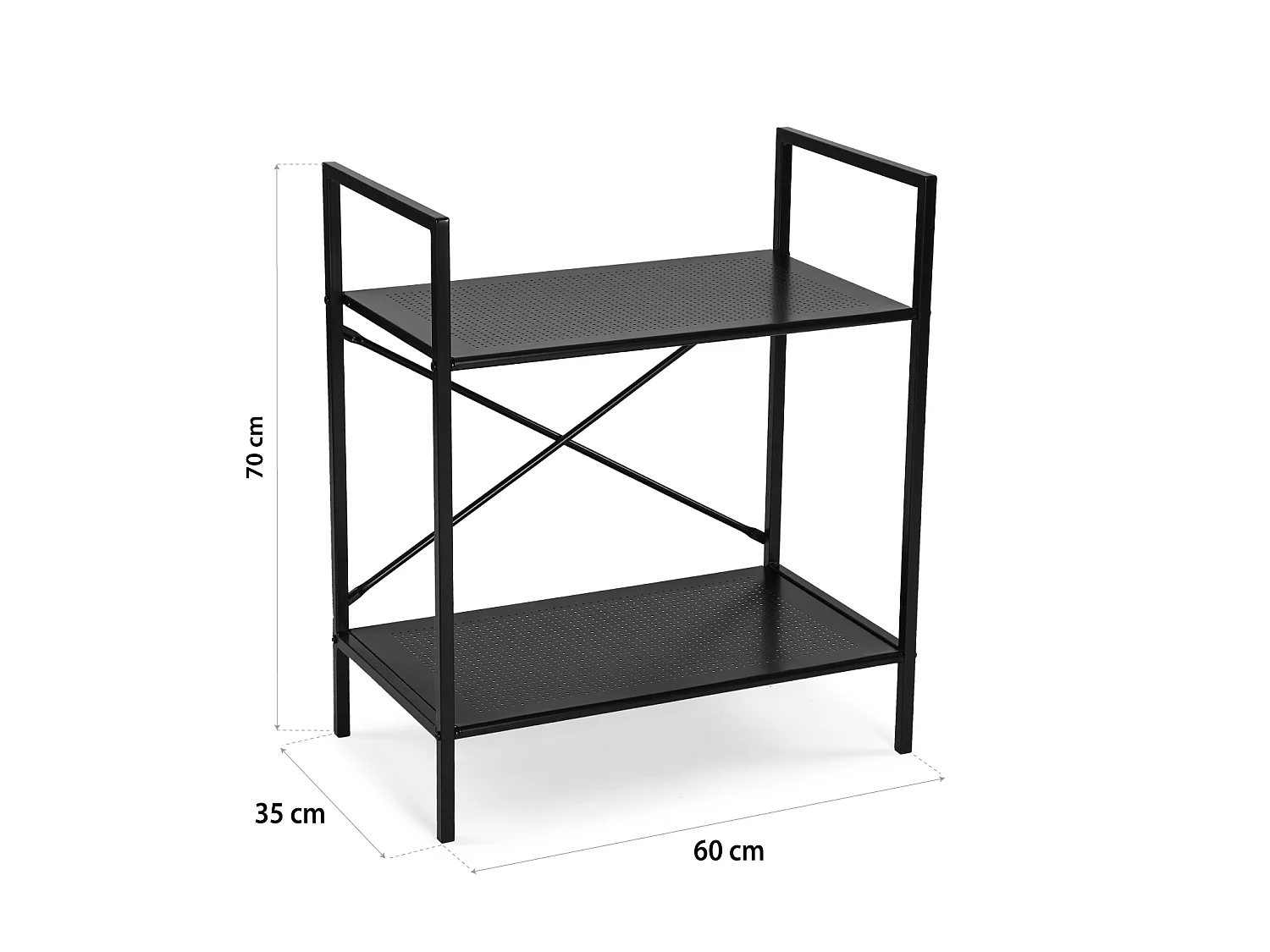 Étagère murale Catania, 70 x 35 x 60 cm, Métal, Noir