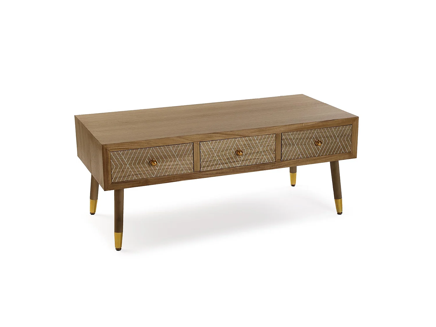 Meuble TV bas et long Kamaira, 43 x 50 x 107 cm, Bois, Marron