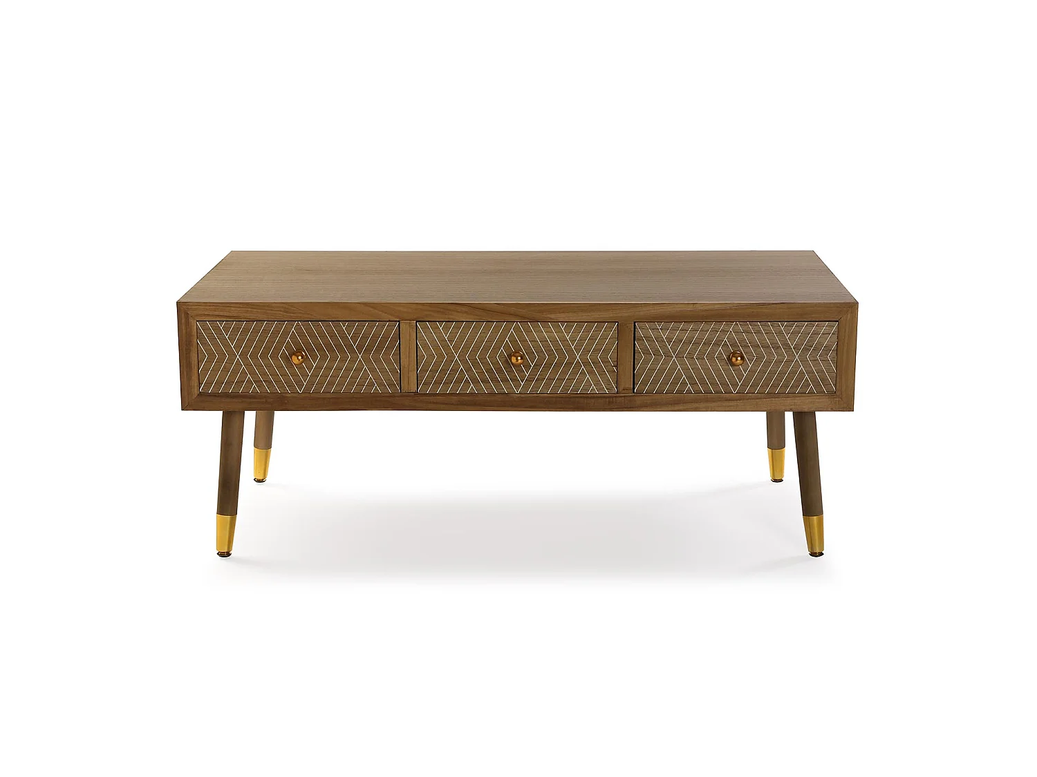 Meuble TV bas et long Kamaira, 43 x 50 x 107 cm, Bois, Marron