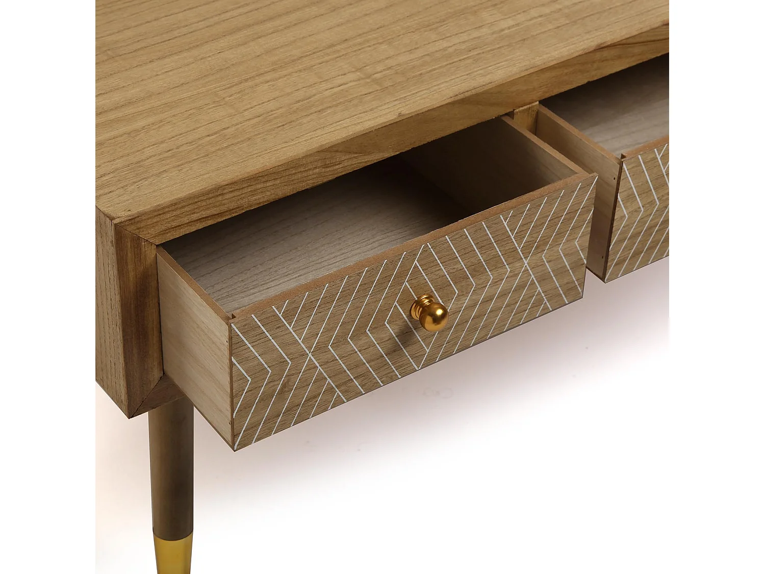 Meuble TV bas et long Kamaira, 43 x 50 x 107 cm, Bois, Marron