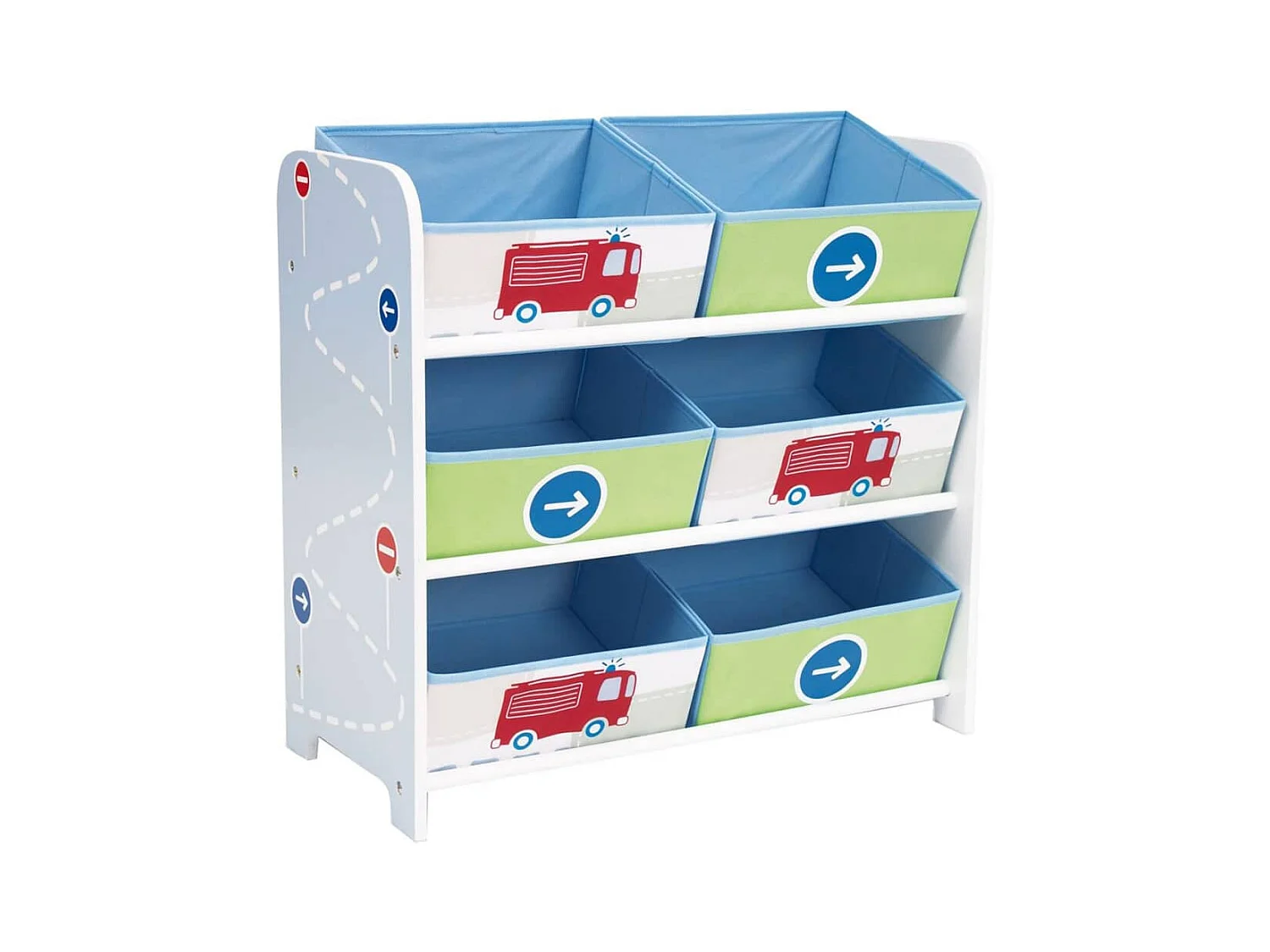 Meuble de Rangement Enfant 6 bacs Voitures Garçon - Worlds Apart