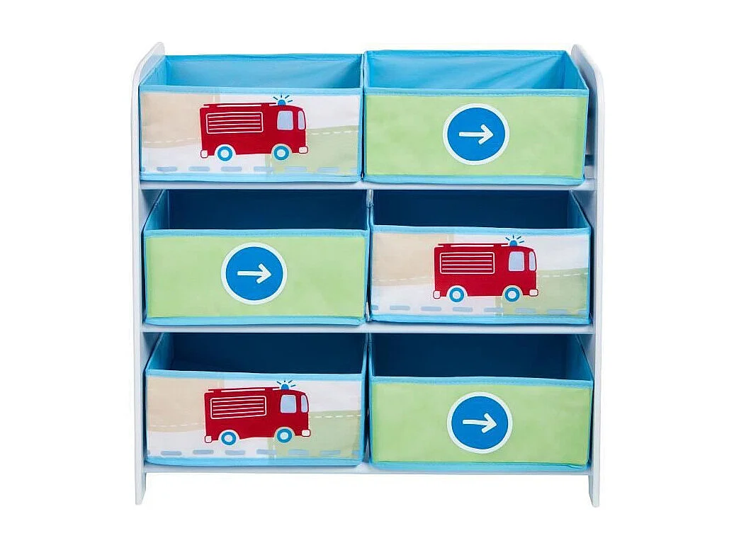 Meuble de Rangement Enfant 6 bacs Voitures Garçon - Worlds Apart