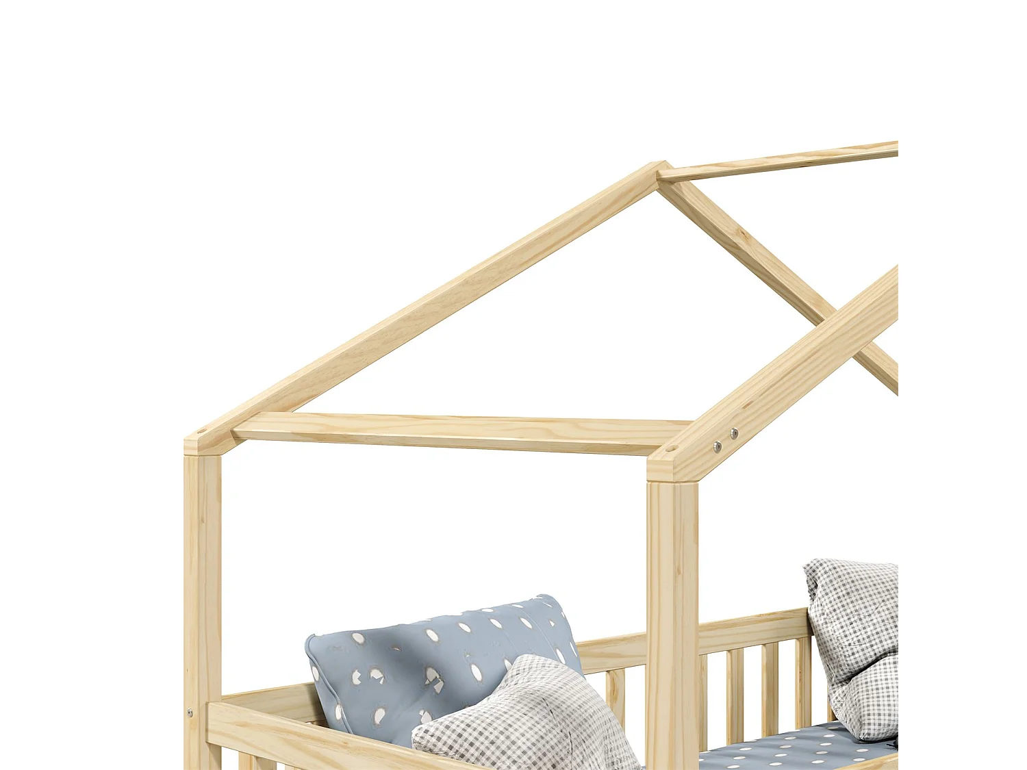 Lit cabane ELEA lit enfant simple montessori 90 x 190 cm, avec 2 tiroirs de rangement, en pin massif à la finition naturelle