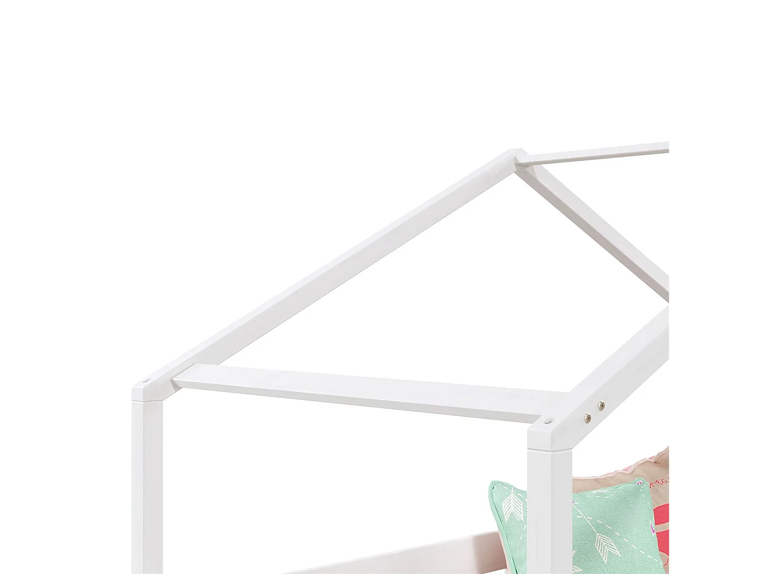 Lit cabane RENA lit simple montessori pour enfant 90 x 190 cm, avec barrières de protection, en pin massif lasuré blanc