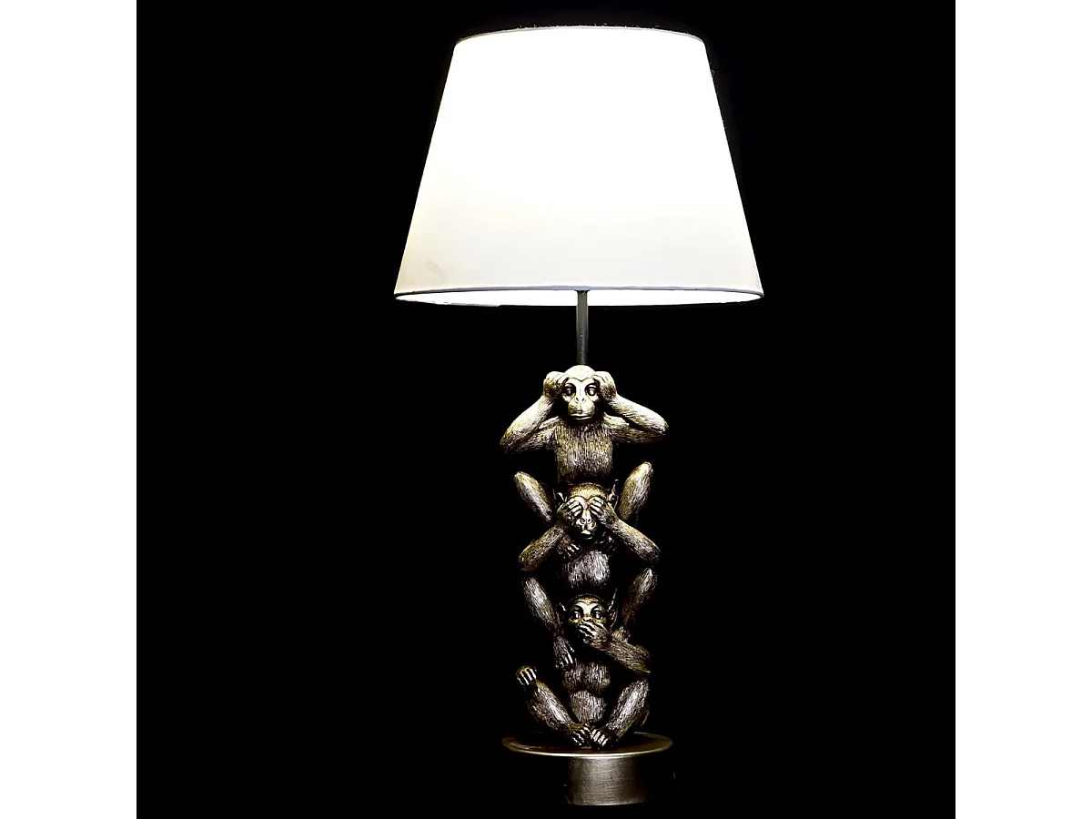 Lampe à poser dorée singes de la sagesse 61 cm