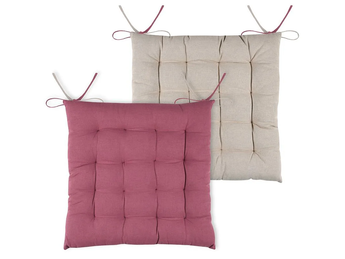 Coussin de chaise réversible Rose et Lin 40 cm