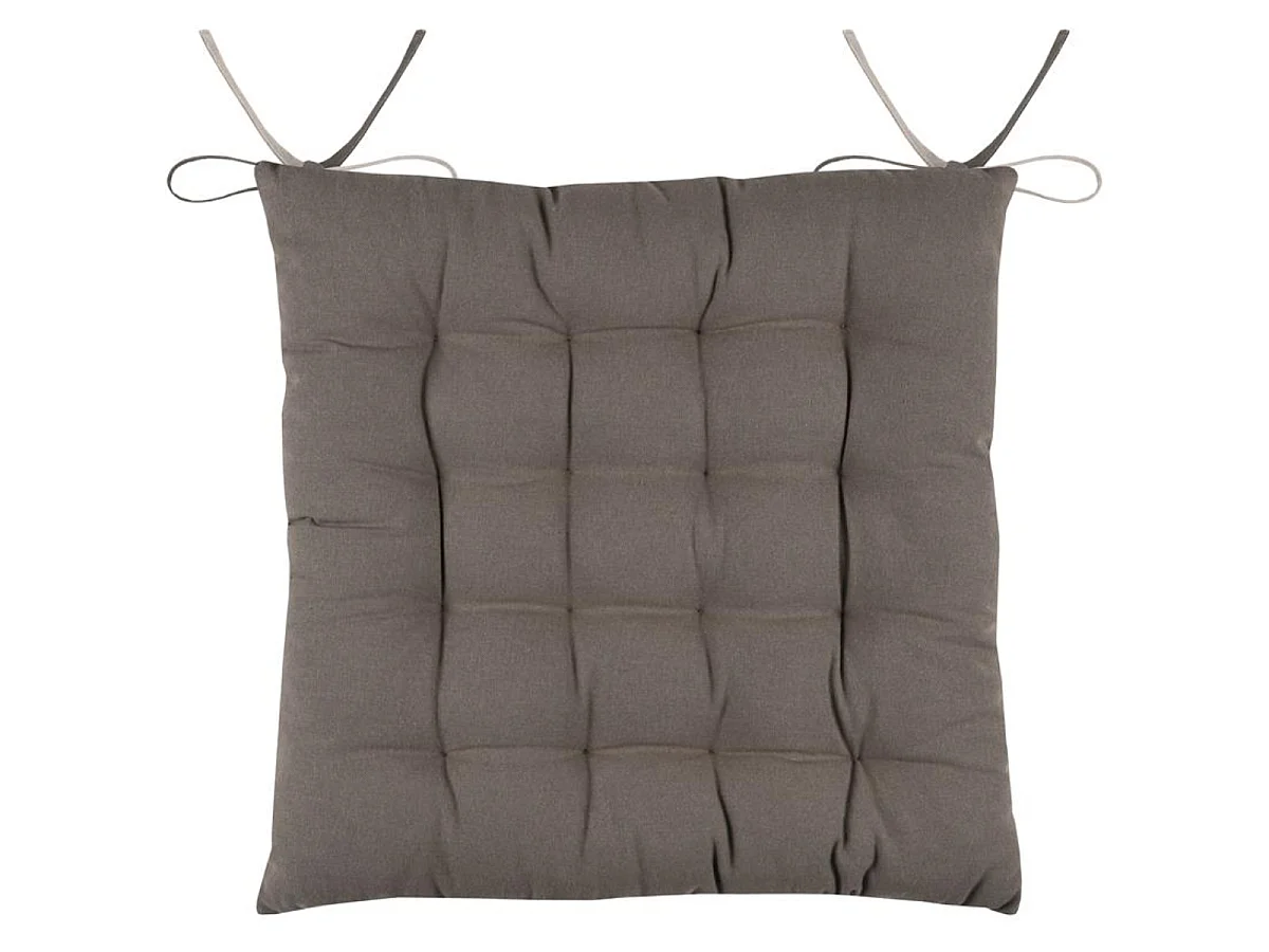 Coussin de chaise 2 faces Taupe et Lin 40 cm