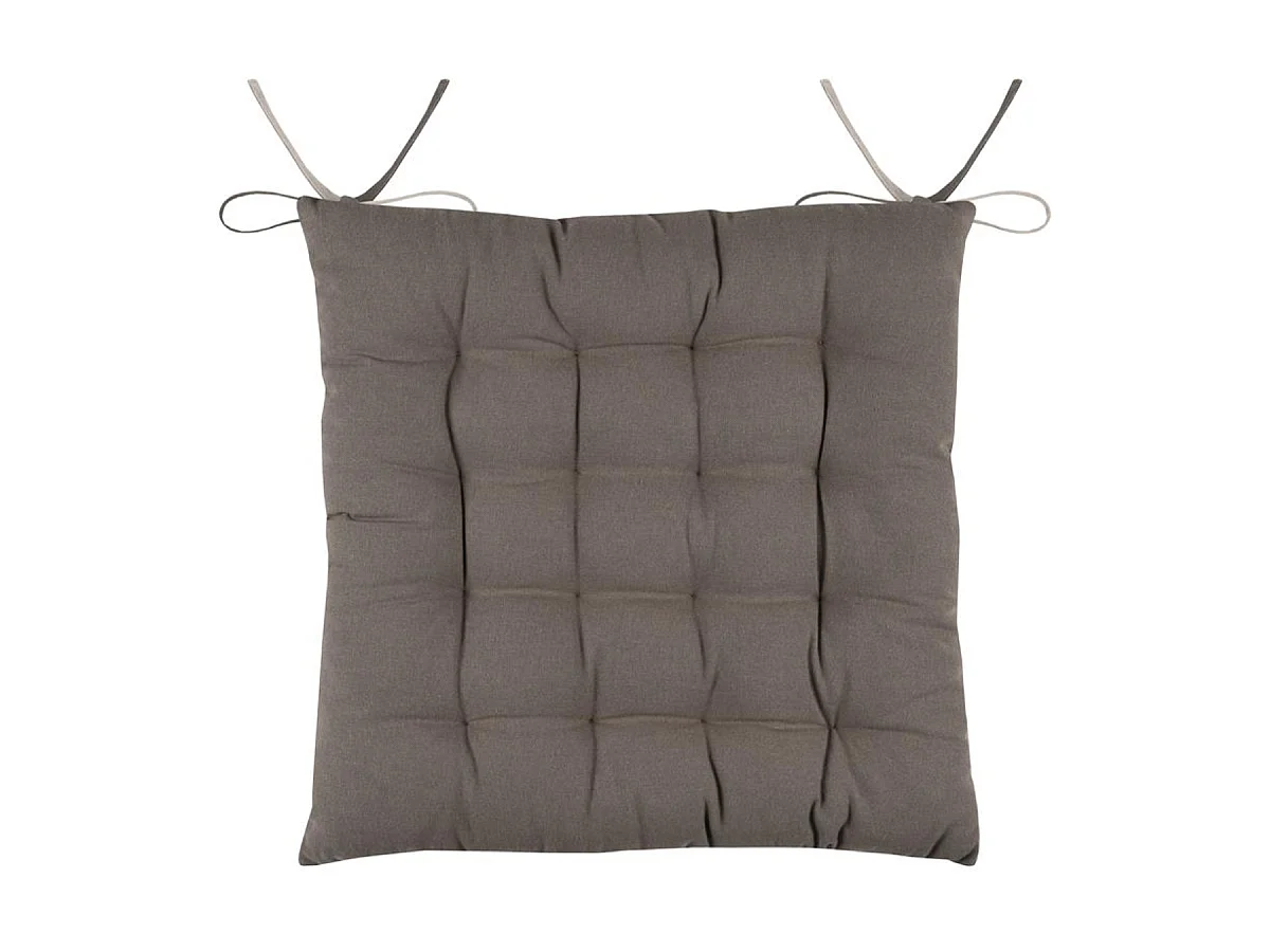 Coussin de chaise 2 faces Taupe et Lin 40 cm