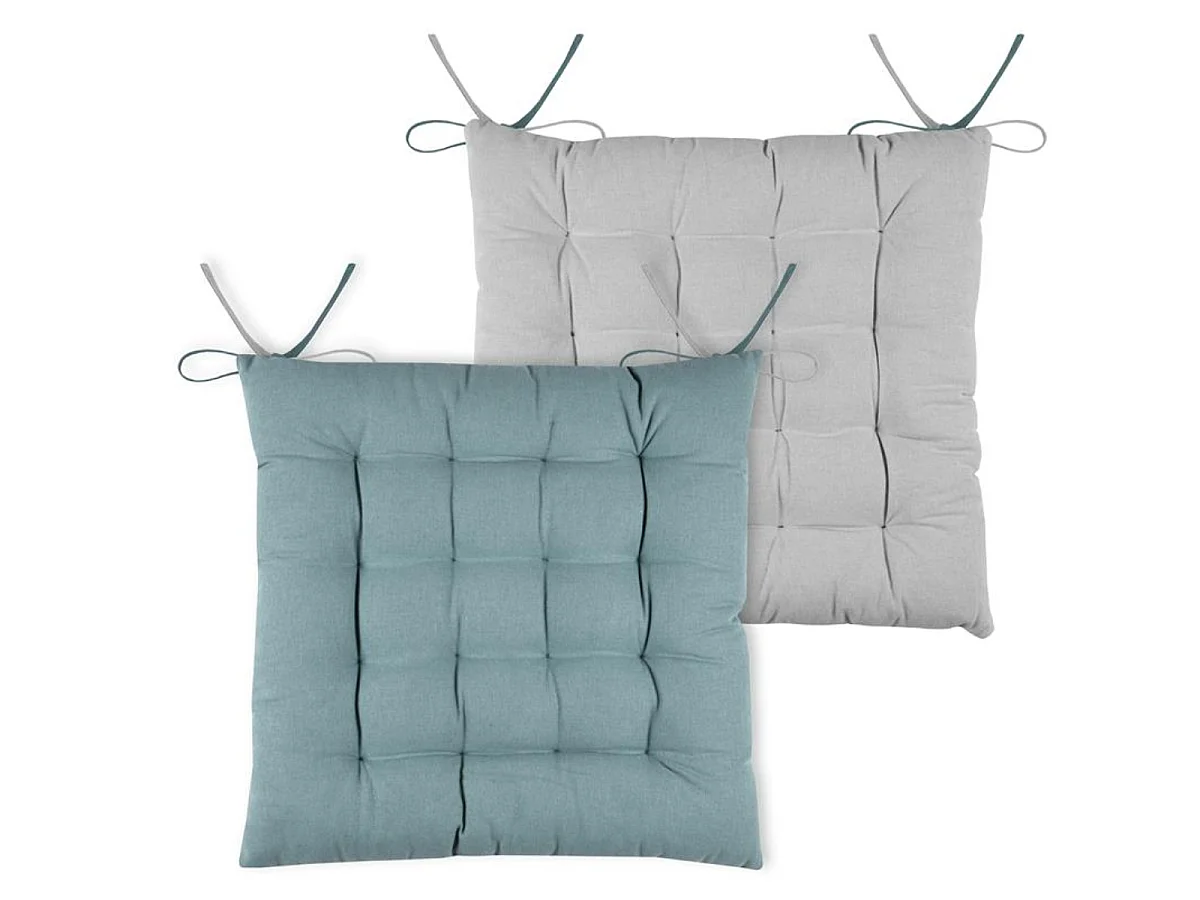 Coussin de chaise réversible Jade et perle 40 cm