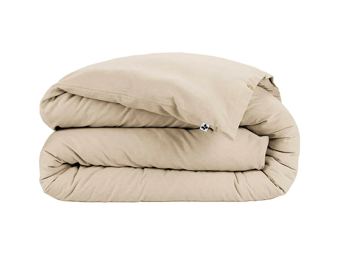 HEDDA - Housse de Couette 260x240cm Flanelle de Coton Coloris Sable