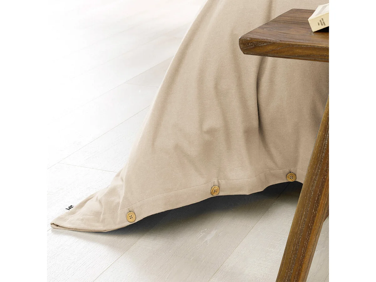 HEDDA - Housse de Couette 260x240cm Flanelle de Coton Coloris Sable