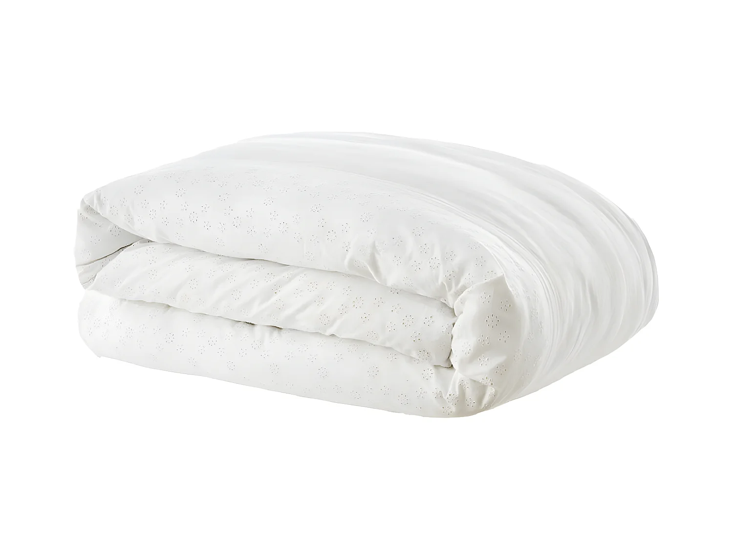 POLA - Housse de Couette 240x220cm Coton Coloris Coco avec Détails Ajourés