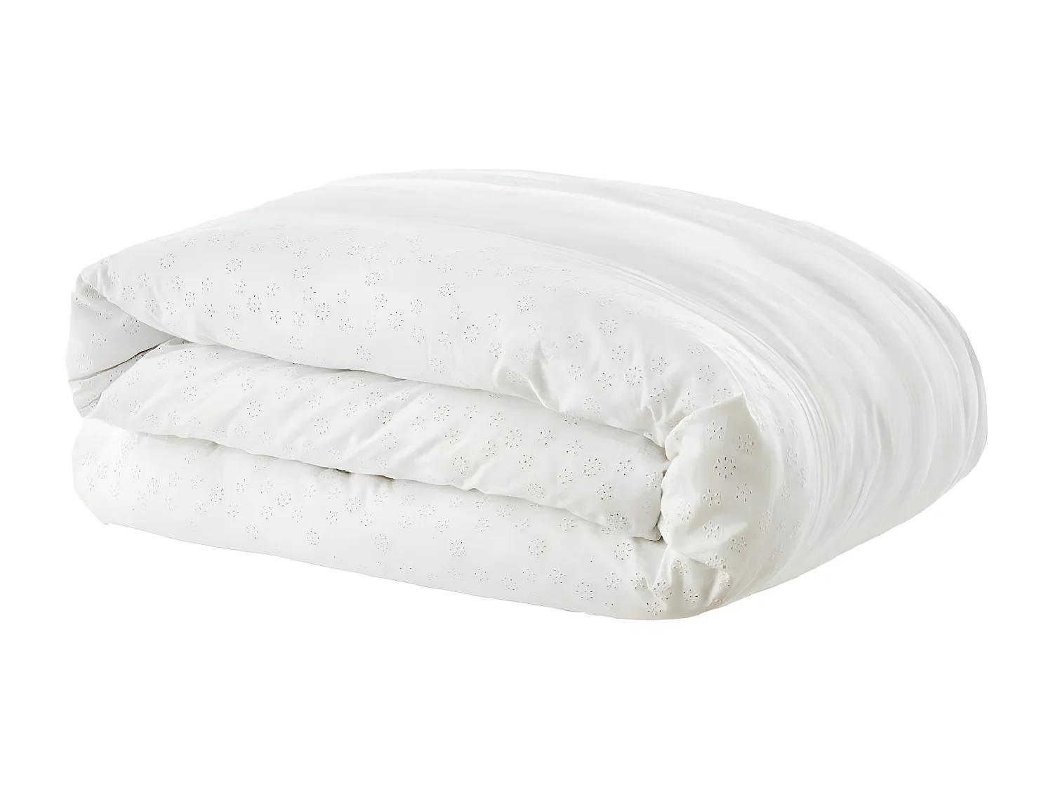 POLA - Housse de Couette 240x220cm Coton Coloris Coco avec Détails Ajourés