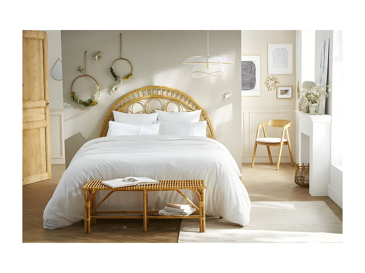 POLA - Housse de Couette 240x220cm Coton Coloris Coco avec Détails Ajourés