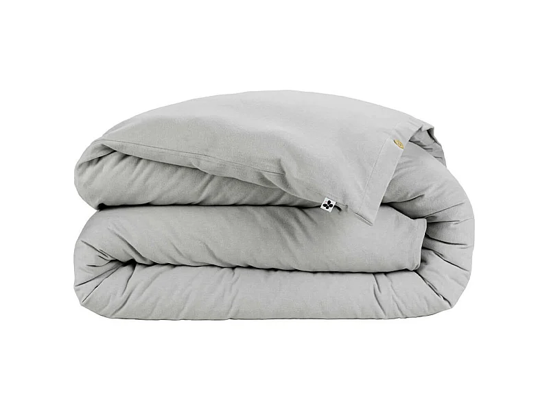 HEDDA - Housse de Couette 260x240cm Flanelle de Coton Coloris Brume
