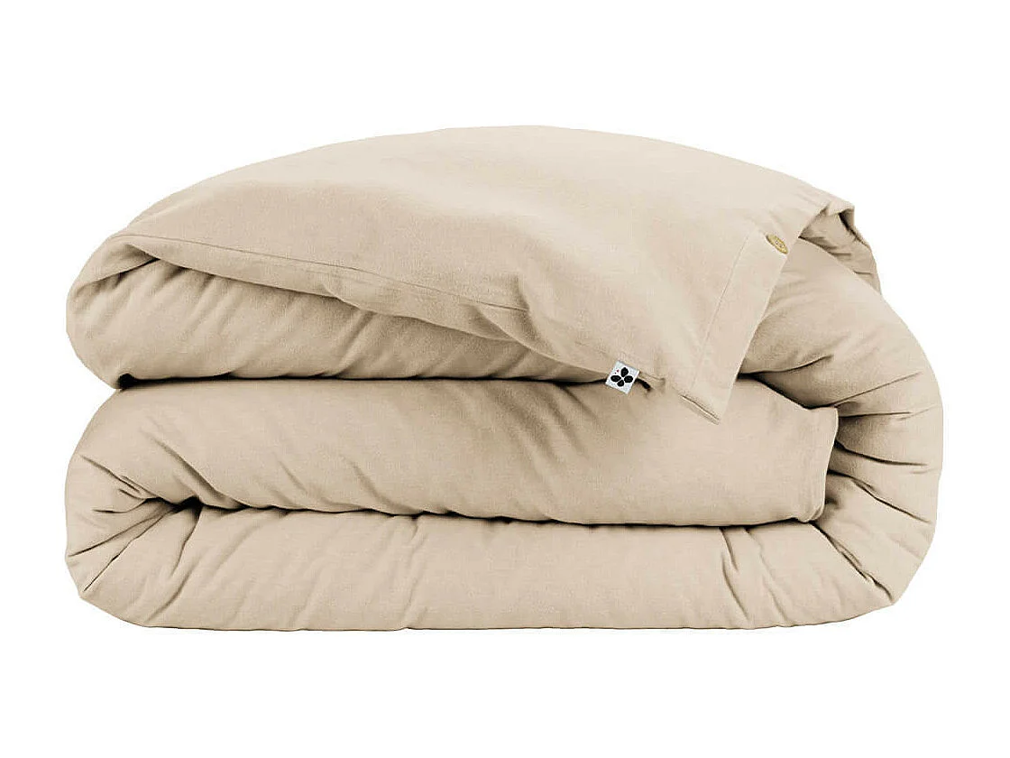 HEDDA - Housse de Couette 240x220cm Flanelle de Coton Coloris Sable