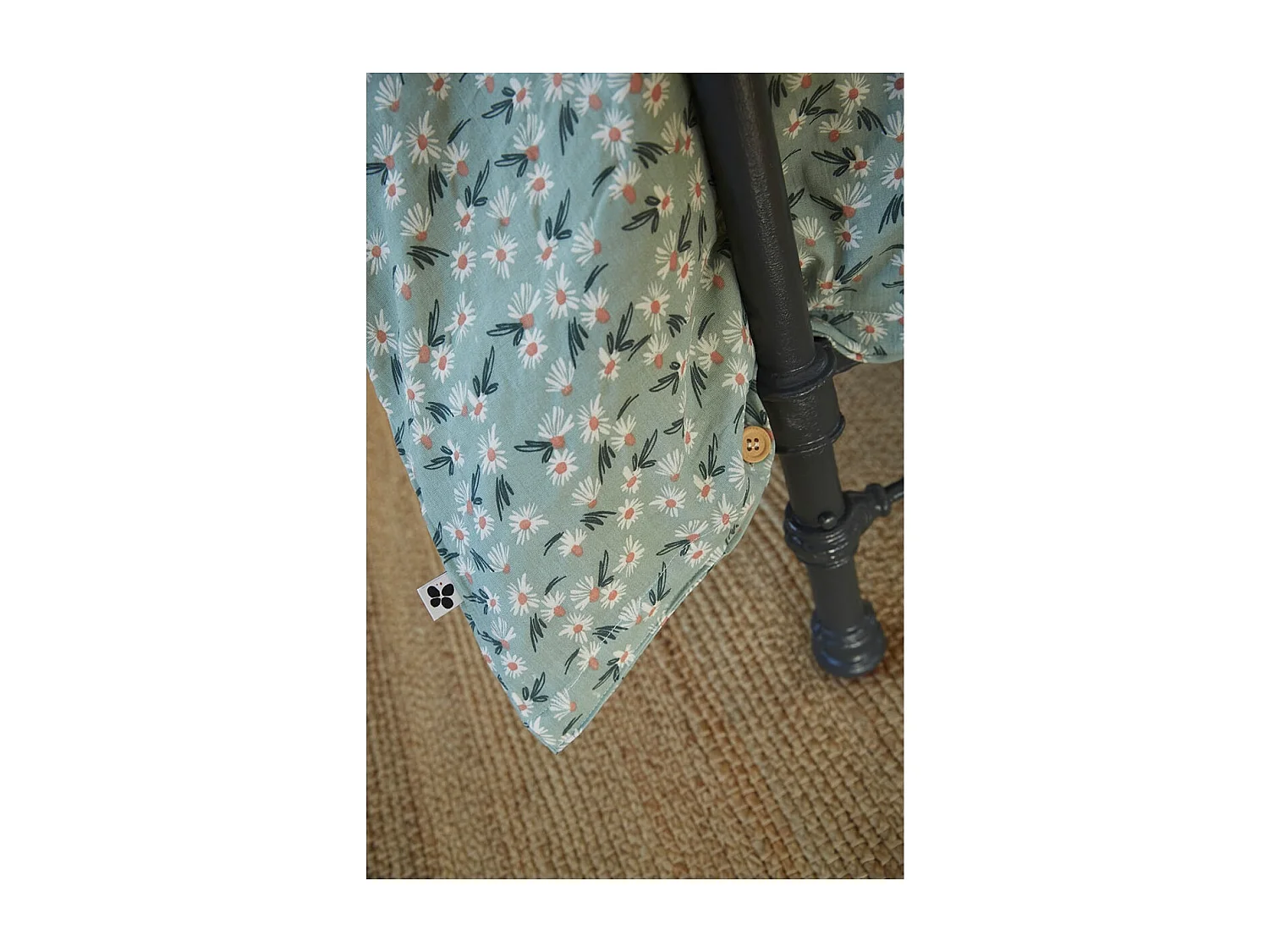 ALLISON - Housse de Couette 200x200cm Gaze de Coton Coloris Bleu Motifs Fleurs