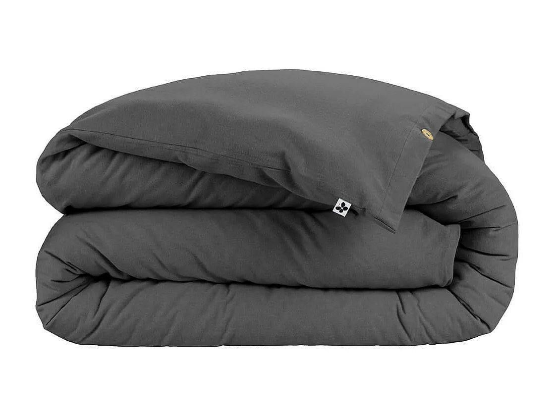 HEDDA - Housse de Couette 200x200cm Flanelle de Coton Coloris Orage