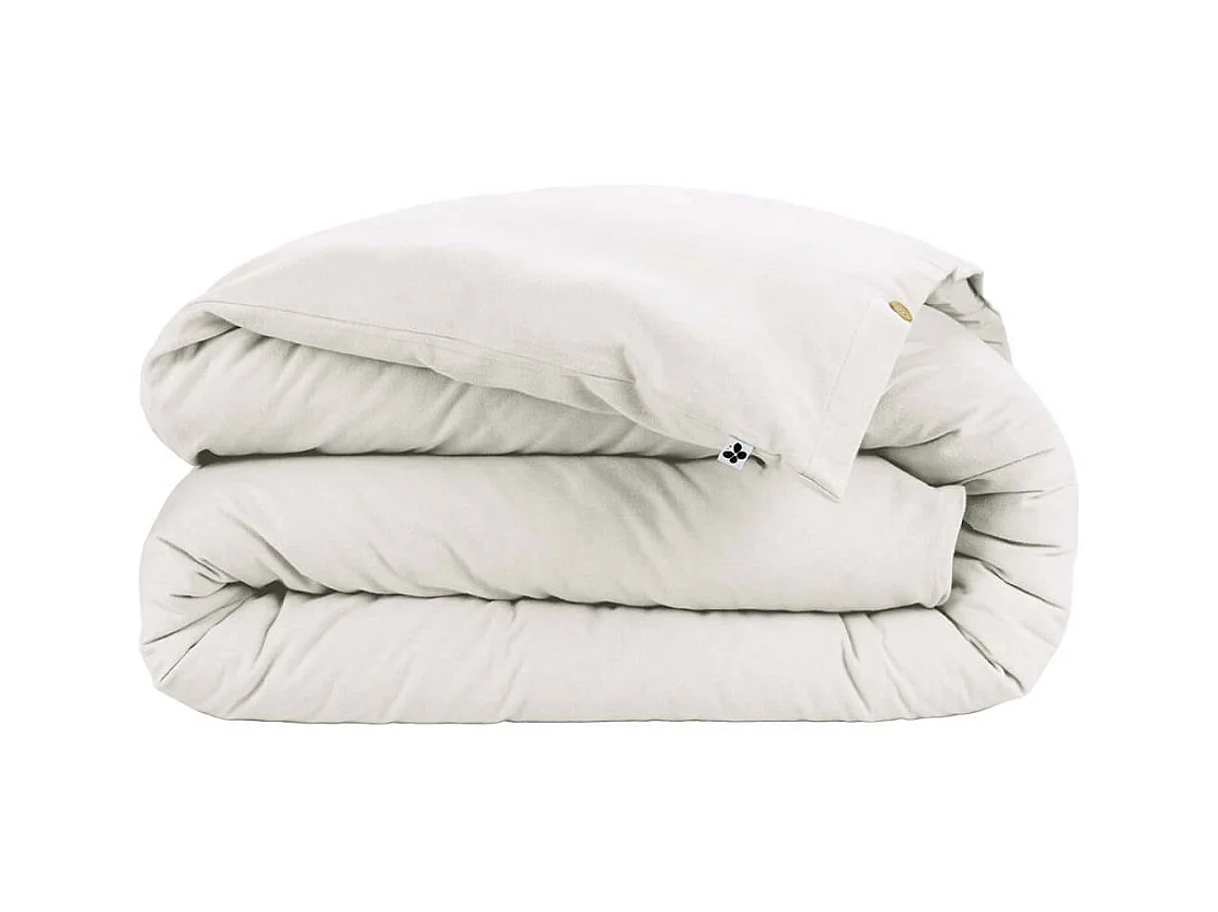HEDDA - Housse de Couette 200x200cm Flanelle de Coton Coloris Neige