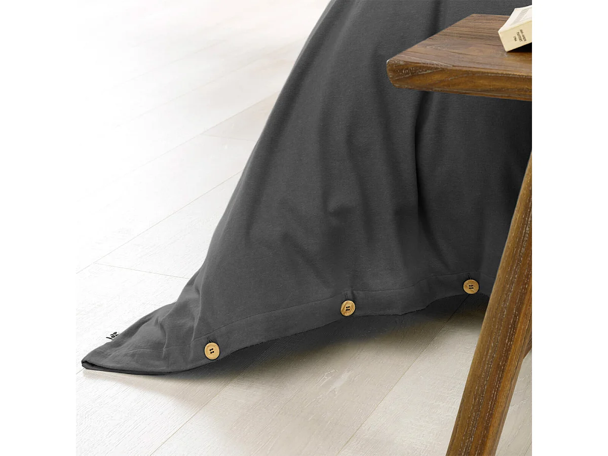 HEDDA - Housse de Couette 240x220cm Flanelle de Coton Coloris Orage