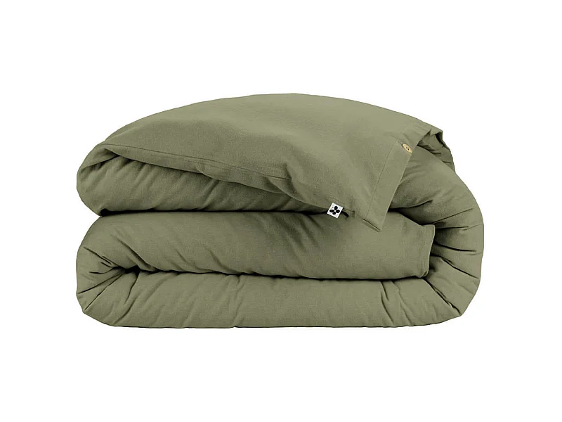 HEDDA - Housse de Couette 260x240cm Flanelle de Coton Coloris Romarin