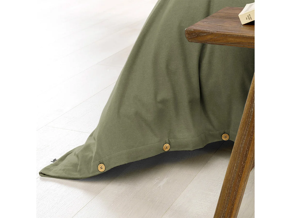 HEDDA - Housse de Couette 260x240cm Flanelle de Coton Coloris Romarin