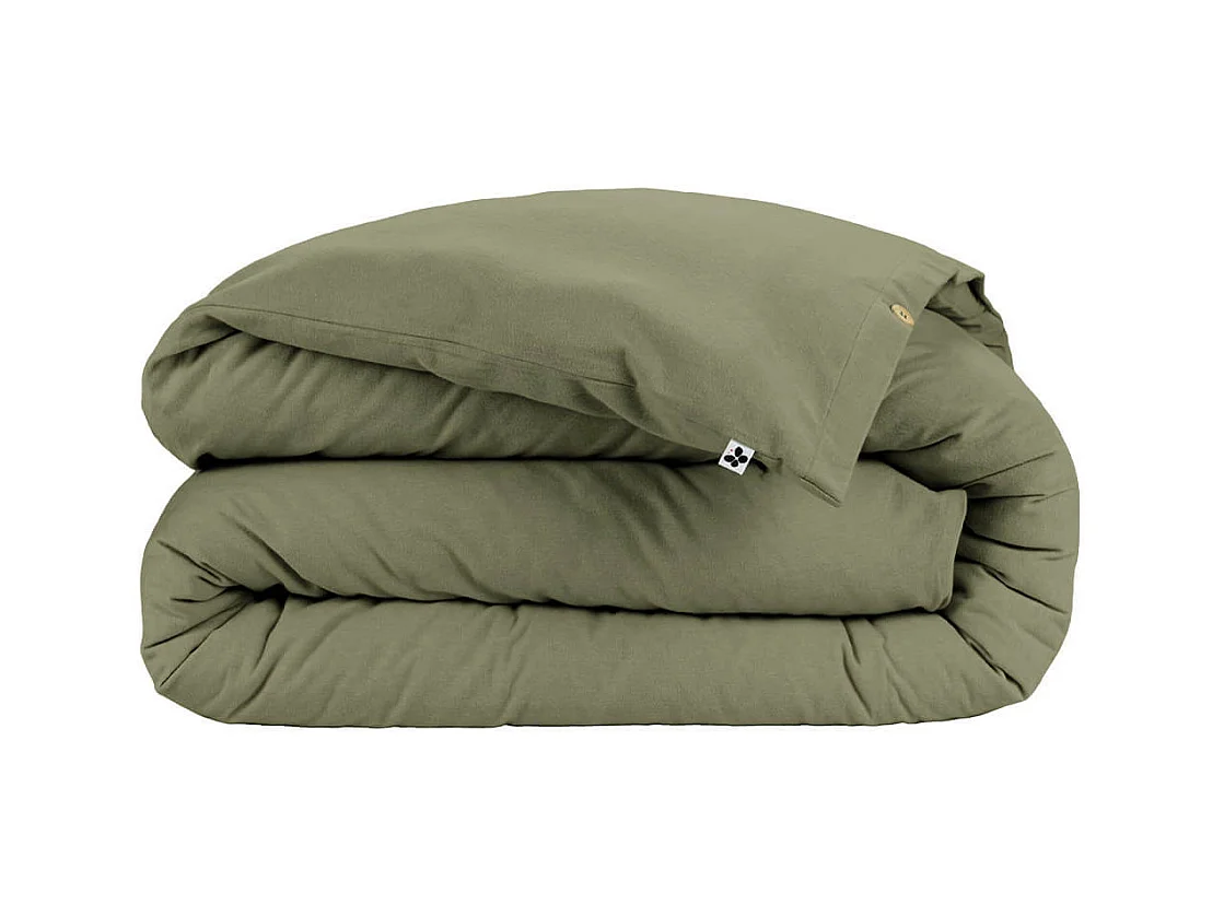 HEDDA - Housse de Couette 260x240cm Flanelle de Coton Coloris Romarin