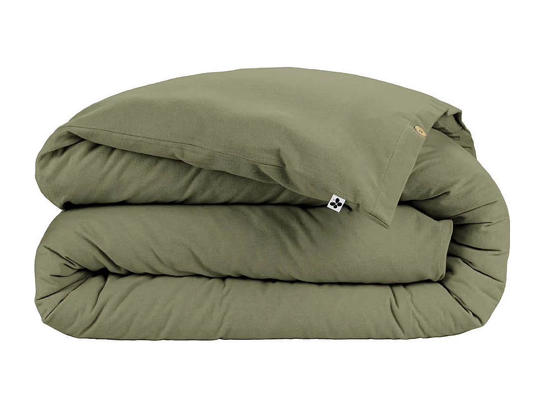 HEDDA - Housse de Couette 200x200cm Flanelle de Coton Coloris Romarin
