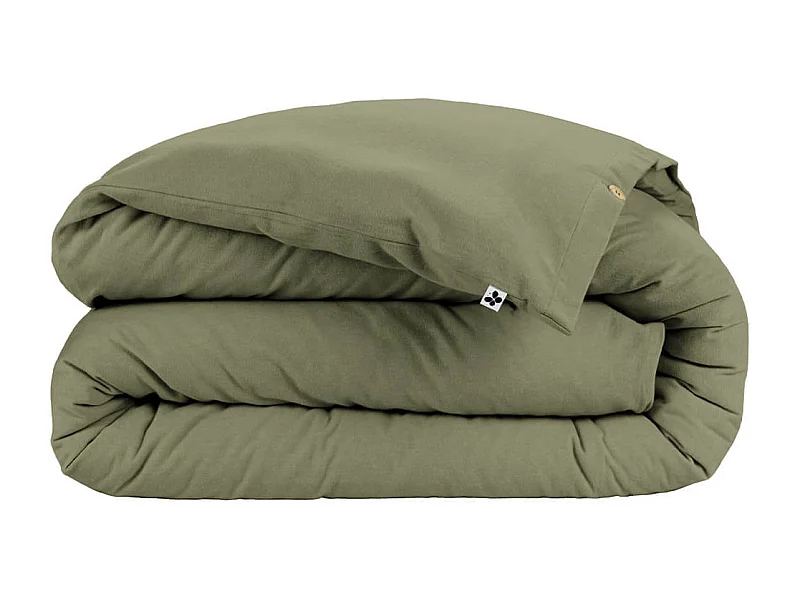 HEDDA - Housse de Couette 200x200cm Flanelle de Coton Coloris Romarin