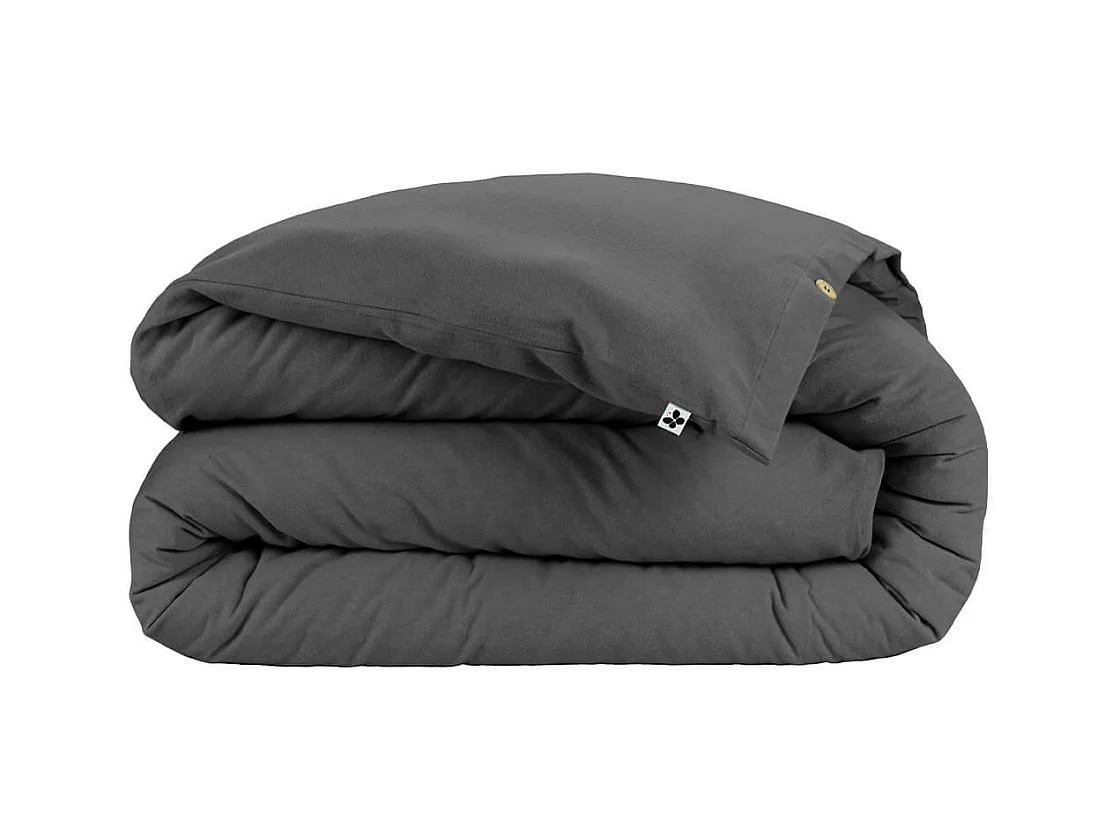 HEDDA - Housse de Couette 260x240cm Flanelle de Coton Coloris Orage