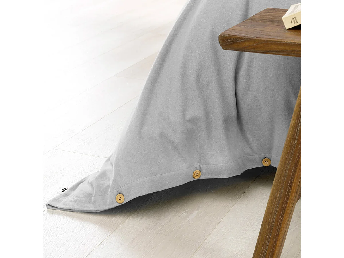 HEDDA - Housse de Couette 200x200cm Flanelle de Coton Coloris Brume