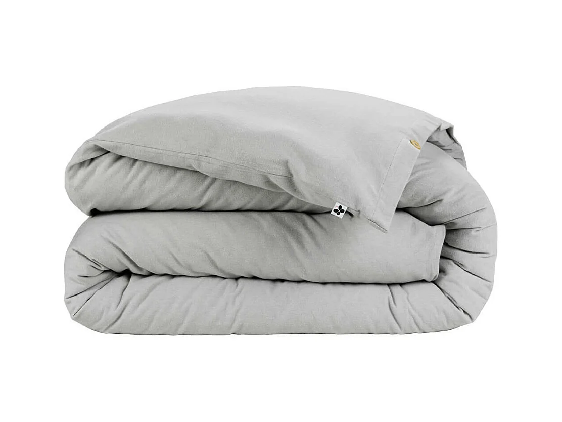 HEDDA - Housse de Couette 200x200cm Flanelle de Coton Coloris Brume