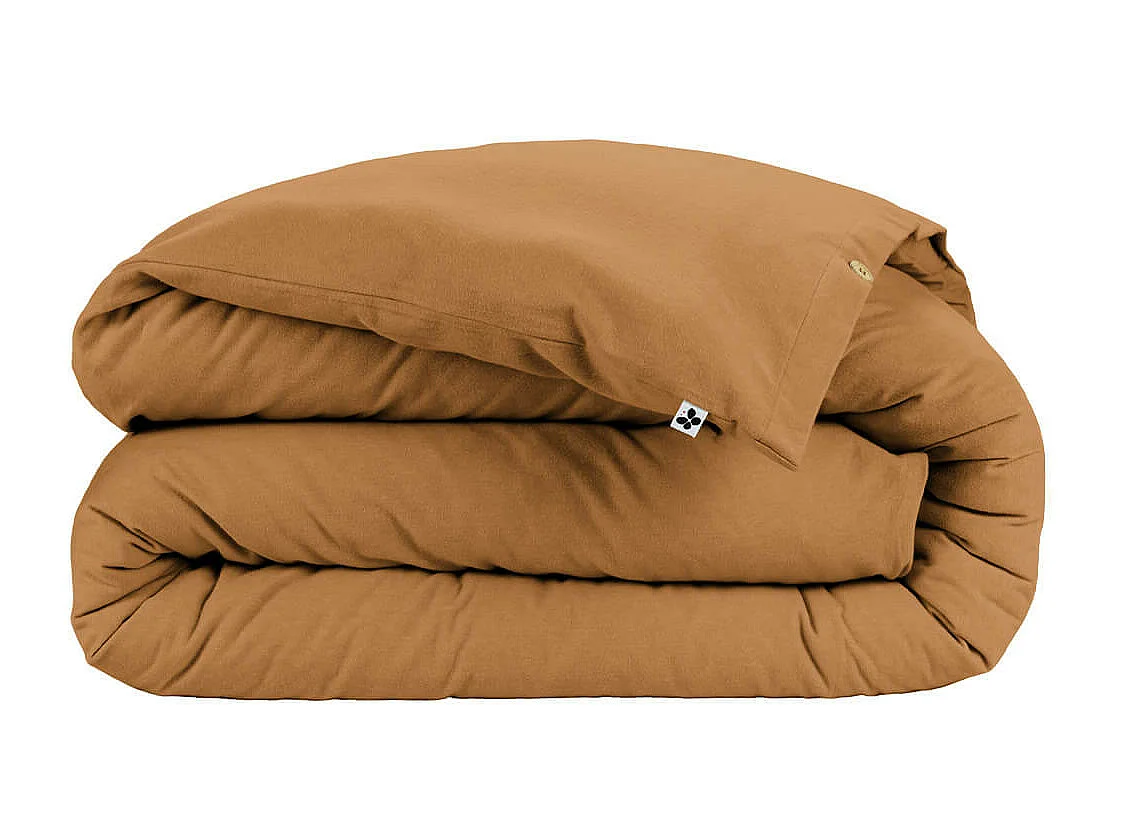 HEDDA - Housse de Couette 260x240cm Flanelle de Coton Coloris Camel