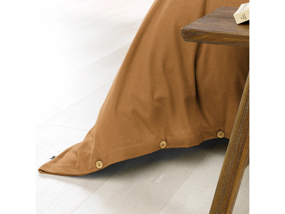 HEDDA - Housse de Couette 260x240cm Flanelle de Coton Coloris Camel