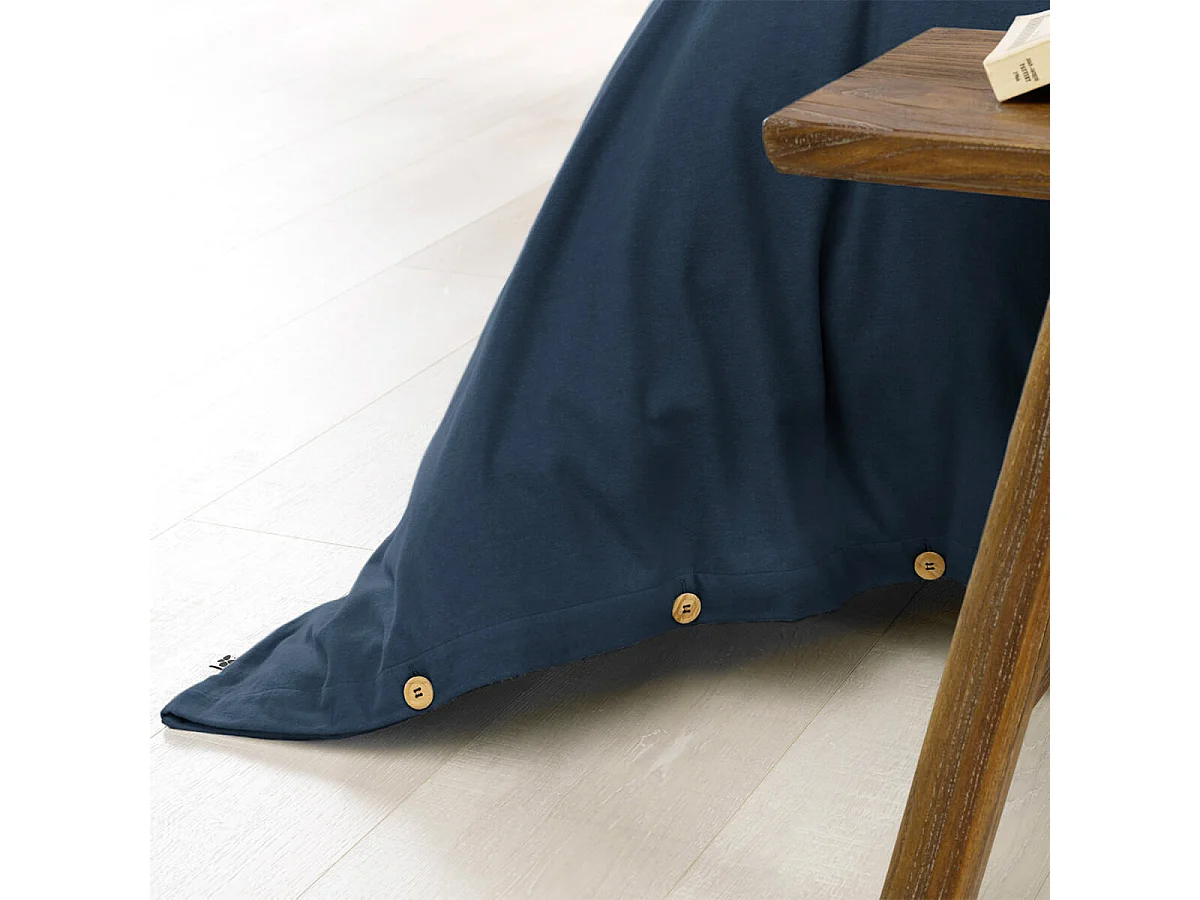 HEDDA - Housse de Couette 140x200cm Flanelle de Coton Coloris Nuit