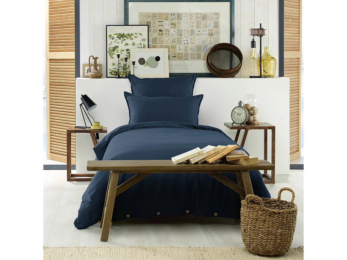 HEDDA - Housse de Couette 140x200cm Flanelle de Coton Coloris Nuit