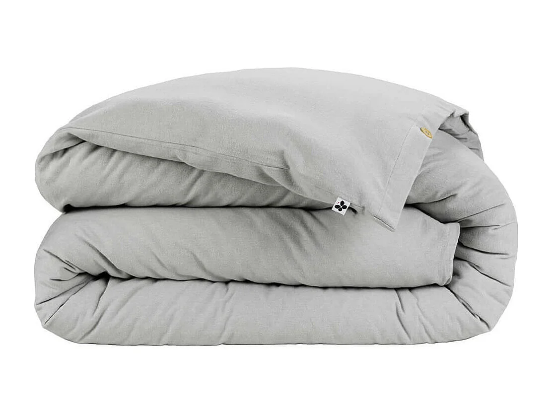 HEDDA - Housse de Couette 140x200cm Flanelle de Coton Coloris Brume