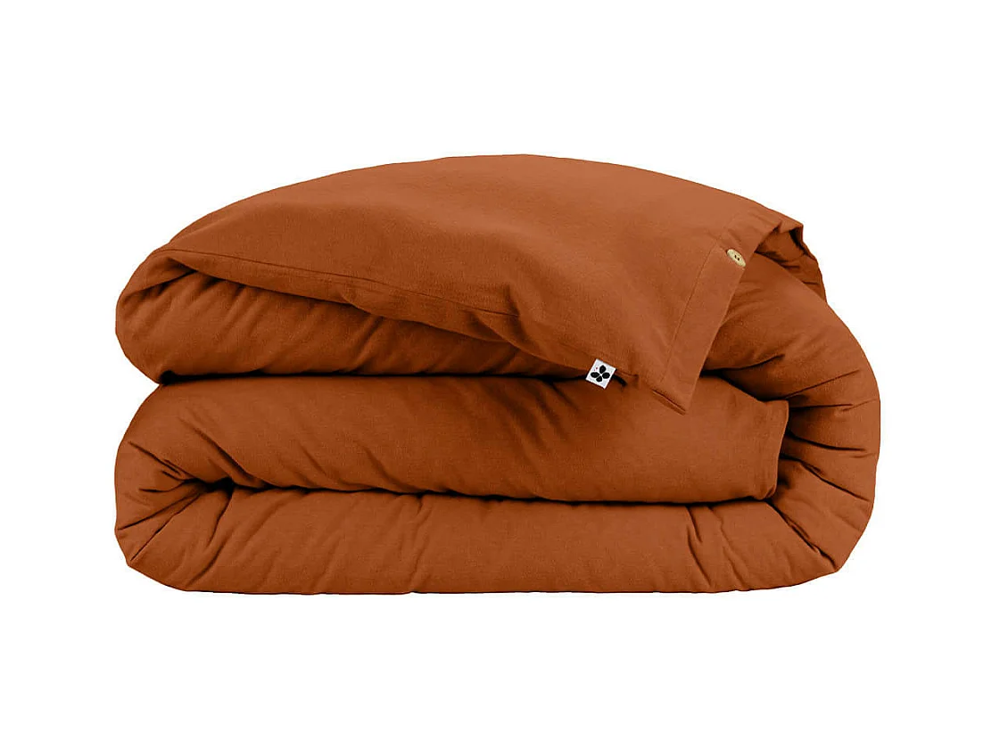 HEDDA - Housse de Couette 240x220cm Flanelle de Coton Coloris Tomette