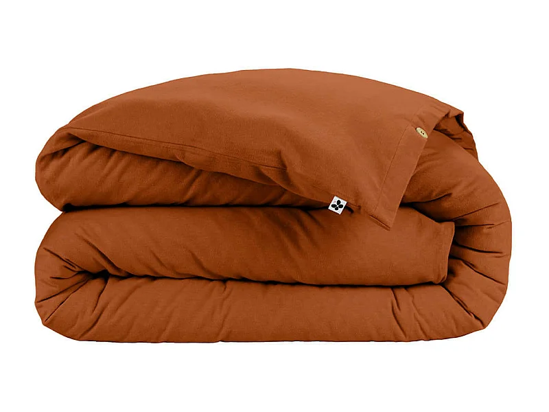 HEDDA - Housse de Couette 240x220cm Flanelle de Coton Coloris Tomette