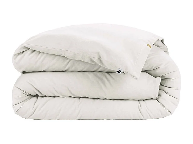 HEDDA - Housse de Couette 140x200cm Flanelle de Coton Coloris Neige