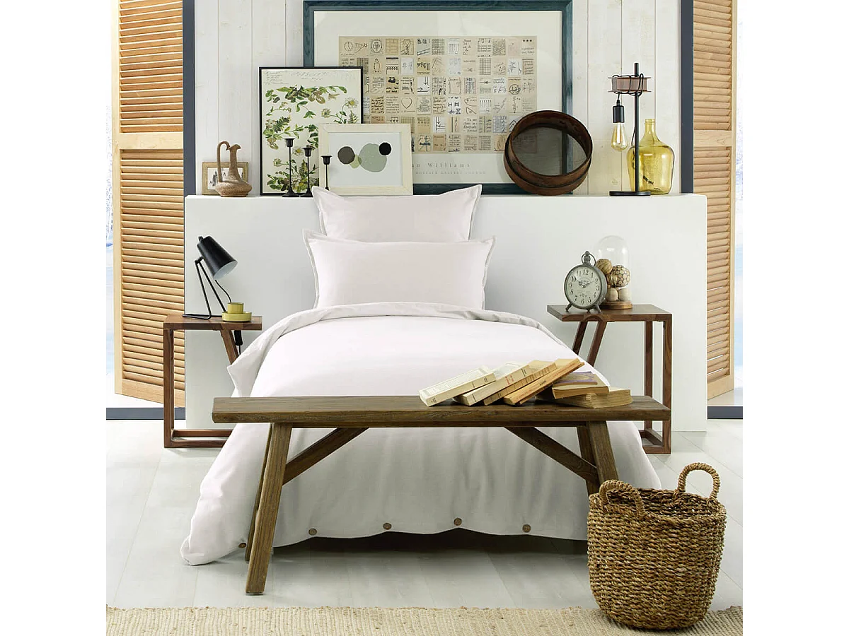 HEDDA - Housse de Couette 140x200cm Flanelle de Coton Coloris Neige