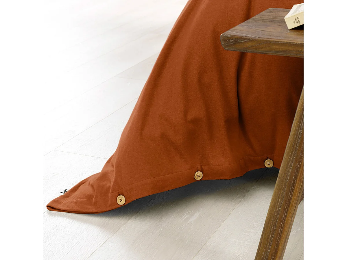 HEDDA - Housse de Couette 260x240cm Flanelle de Coton Coloris Tomette