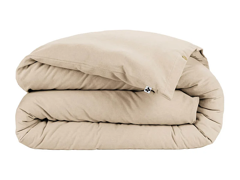 HEDDA - Housse de Couette 200x200cm Flanelle de Coton Coloris Sable