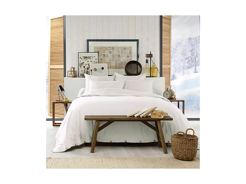 HEDDA - Housse de Couette 260x240cm Flanelle de Coton Coloris Neige