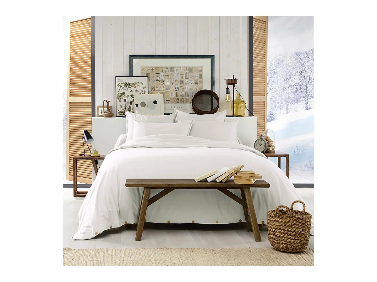 HEDDA - Housse de Couette 260x240cm Flanelle de Coton Coloris Neige
