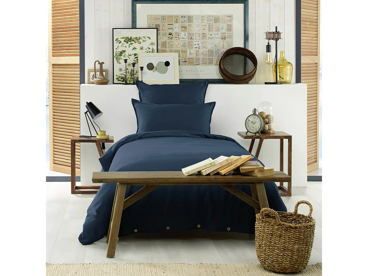 HEDDA - Taie d'Oreiller 50x70cm Flanelle de Coton Coloris Nuit