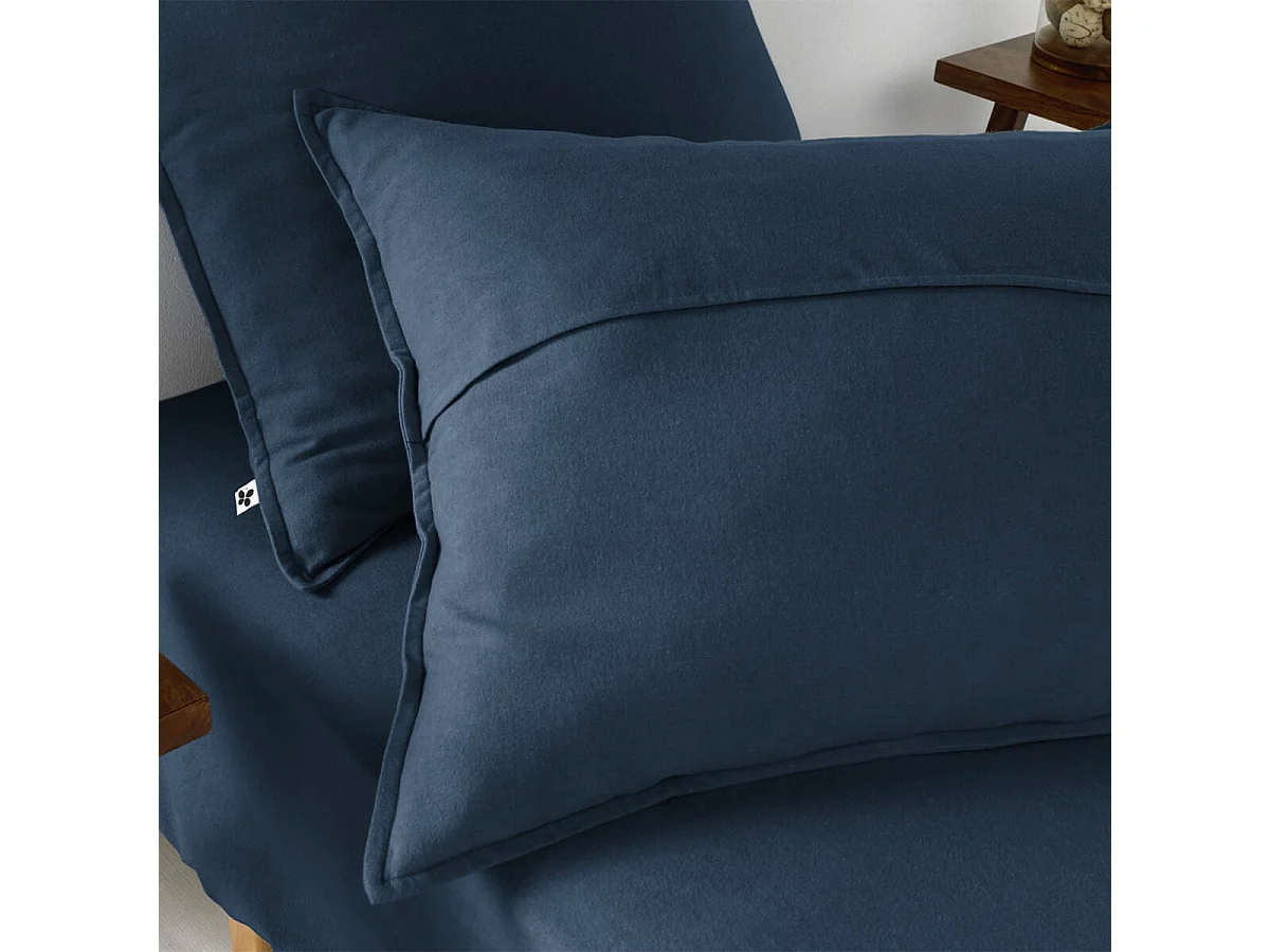 HEDDA - Taie d'Oreiller 50x70cm Flanelle de Coton Coloris Nuit