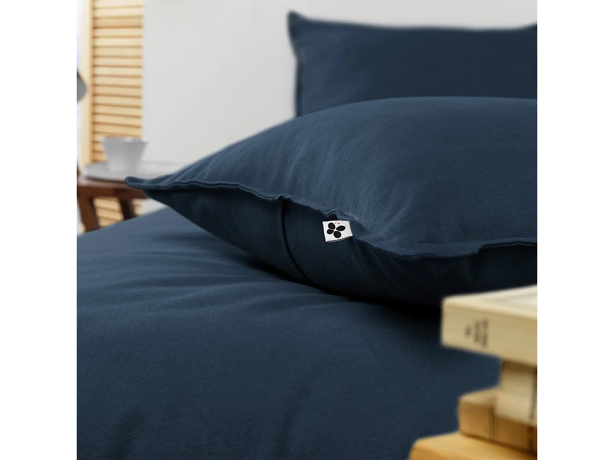 HEDDA - Taie d'Oreiller 50x70cm Flanelle de Coton Coloris Nuit